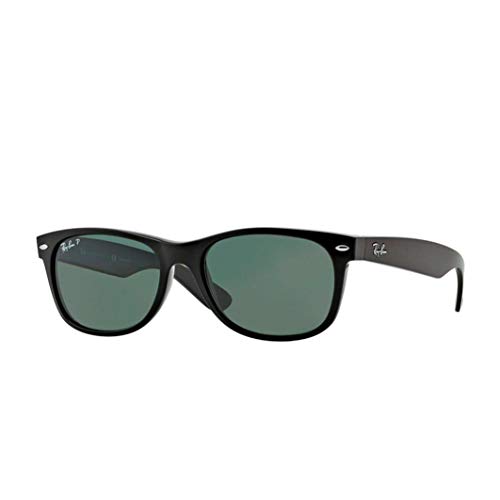 Ray-Ban New Wayfarer 2132 622 55 Gafa De Sol, Color Negro Mate Con Cristales Verdes G-15