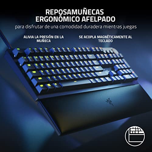 Razer Huntsman V2 (Purple Switch) - Teclado óptico para juegos prácticamente sin latencia (reposa-palmas, mandos, 4 teclas multimedia, tapas de teclas Doubleshot PBT) Teclado Español - Negro