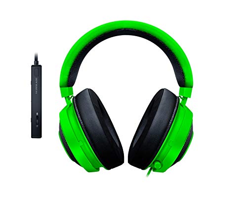 Razer Kraken Tournament Edition Auriculares para juegos deportivos auriculares con cable para juegos con controlador de audio USB, audio espacial THX, controladores de 50 mm, Verde