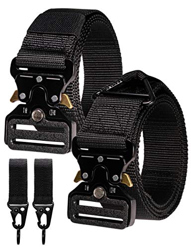 RBOCOTT Cinturón Táctico Militar Nylon Adjustable,Cinturón Automático para Hombre,Cinturones para exteriores,Cinturón de liberación Rápida,Cinturón Negro(140CM)