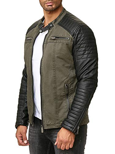 Red Bridge Hombres Chaqueta Cuero Sintético Transición Acanalada Moda Casuales Algodón Jacket