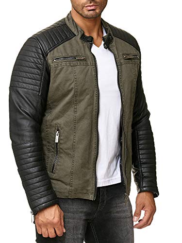 Red Bridge Hombres Chaqueta Cuero Sintético Transición Acanalada Moda Casuales Algodón Jacket