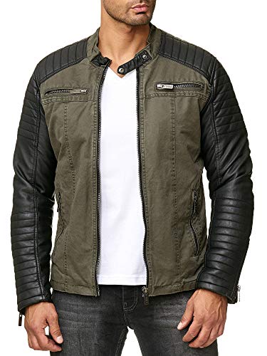 Red Bridge Hombres Chaqueta Cuero Sintético Transición Acanalada Moda Casuales Algodón Jacket