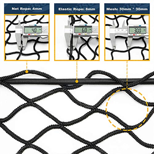 Red de remolque MUSCCCM estirable para remolques de tamaños de 1x2m 2x3m malla hermética con cuerda de goma negra para seguridad en el transporte recinto exterior para conejos, red de balcón elástica