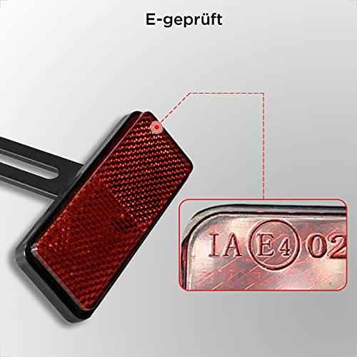 Reflector universal E4 trasero rojo estrecho para motocicleta con soporte en T largo reflector de placa de matrícula scooter ojo de gato aprobado por Quad E