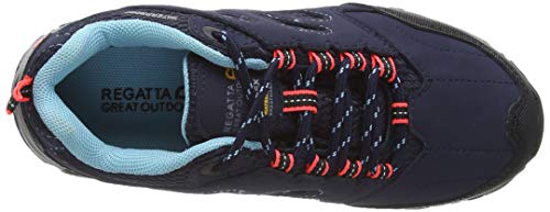 Regatta Holcombe Iep Low' Waterproof Eva Footbed Rubber Outsole Walking Shoes, Zapatillas para Caminar, Armada/Coral ardiente, 33 EU