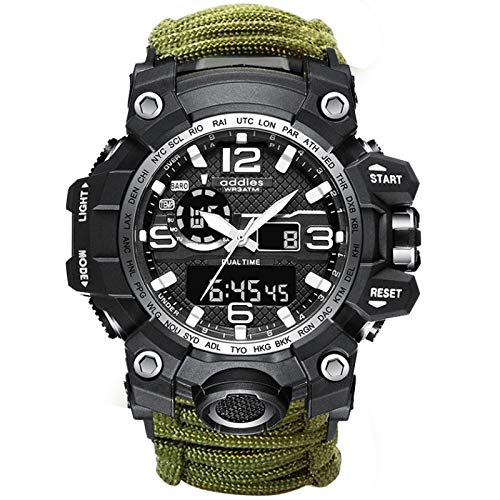 Reloj militar de supervivencia, pulsera multifuncional, Verde, Pulsera