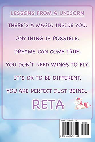 Reta: Reta's Unicorn Personal Custom Named Diary Planner Calendar Notebook Journal 6x9 Personalized Customized Gift For Someone Who's Surname is Reta Or First Name Is Reta