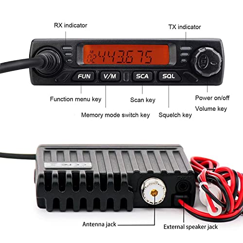 Retevis RT98 Emisoras de Radioaficionado, 199 Canales Emisora Coche, 5W/10W/15W,CTCSS/DCS DTMF, Mini Emisora Coche con Micrófono(Negro)