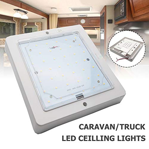 Riloer Luz de Techo LED, Luz de Techo de Coche de 12 V 9 W, Lámpara Interior para Autocaravana Caravana Autocaravana Remolque Vehículo Camión, Blanco