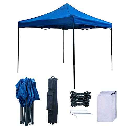 RNSSEZ Carpa 3x3M Cenador Plegable, Exterior Evento Refugio Fiesta Tienda Cenador Protección UV 50+, Ajustable en Altura, Carpa de jardín para Patio/ Camping/ Playa/ Fiestas (Azul)