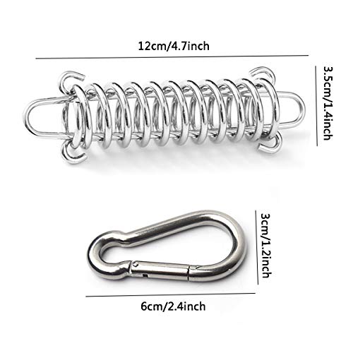 RoadLoo Tensor Resorte, 4 Piezas Acero Inoxidable Tienda Tensor Muelle Traccion Resorte Servicio Pesado Cuerda Hebilla Muelle Tensión con 4 Pcs Mosquetón para Camping Acampar al Aire Accesorios Playa