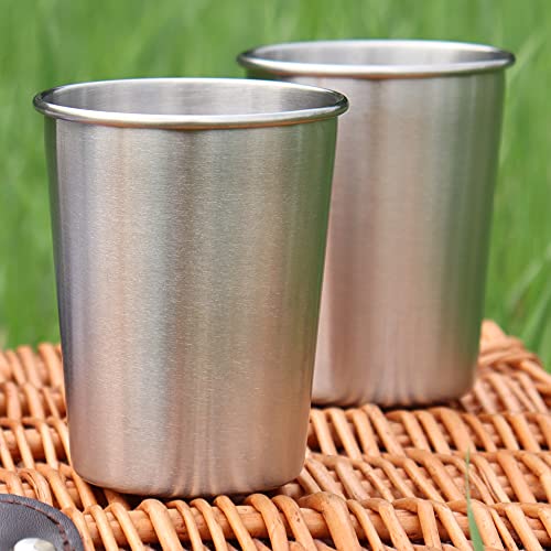 Robin Goods® 6X Vasos de Acero Inoxidable - Vasos de Acero Inoxidable Vasos de Camping 250 ml - Vasos de Viaje irrompibles y sin BPA (6 Piezas - Color Plata)