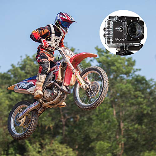 Rollei Actioncam 4S Plus – Cámara de acción WiFi con resolución de vídeo 4K, videocámara de acción impermeable con muchos accesorios, color negro