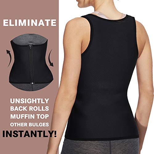 Roseate Chaleco Sauna Deportivo Mujer Fajas Reductoras Adelgazantes Abdominal Neopreno Camiseta Reductora Compresión de Sudoración Gimnasio con Cremallera M