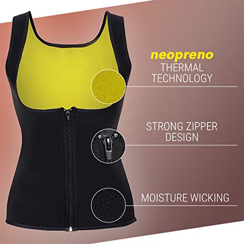 Roseate Chaleco Sauna Deportivo Mujer Fajas Reductoras Adelgazantes Abdominal Neopreno Camiseta Reductora Compresión de Sudoración Gimnasio con Cremallera M