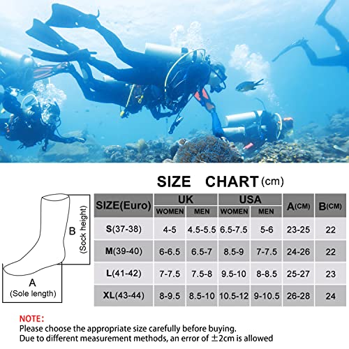 Rtdep Calcetines Neopreno Hombre Mujer, Escarpines Neopreno Térmicos, Calcetines de Neopreno de 3 mm, Antideslizantes Escarpines Buceo,Calcetines Natacion para Snorkel y Deportes acuáticos(S)