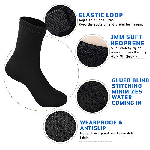 RTDEP Escarpines Neopreno Escarpines Hombres Calcetines de Neopreno de 3 mm Calcetines Antideslizantes para Mujeres Calcetines Térmicos Calcetín de Traje de Neopreno para Buceo, Snorkel(Negro, M)