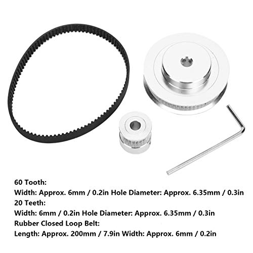 Rueda síncrona y correa de distribución 20/60 dientes Polea de distribución de aluminio con llave para impresoras 3d, fresadoras, tornos de motor CNC, máquinas formadoras de engranajes