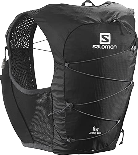 Salomon Active Skin 8 Set Chaleco de Hidratación para Mujer, con Botella Blanda (2 x 500ml), Trail Running, Trekking y Senderismo, Negro, Small