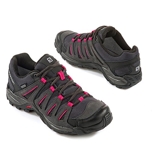 Salomon L38139900, Zapatillas de Senderismo Mujer, Gris (Asphalt/Black/Hot Pink), 36 EU