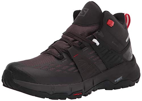 Salomon Men's Odyssey mid GTX Hiking, Black/Shale/High Risk Red, 8