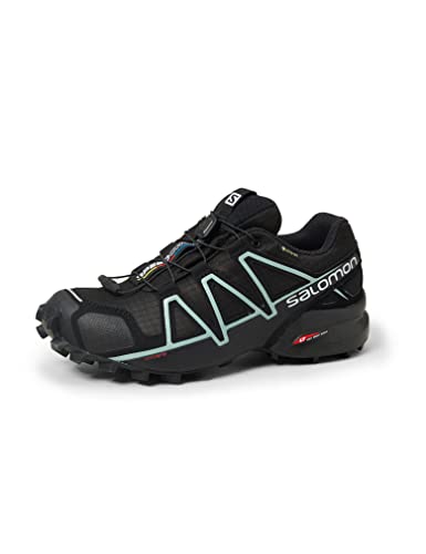 Salomon Speedcross 4 Gore-Tex, Zapatos de Trail Running Mujer, Black/Black/Metallic Bubble Blue, 36 EU