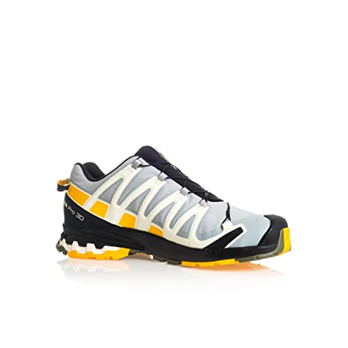 Salomon XA Pro 3D V8 Gore-Tex (impermeable) Hombre Zapatos de trail running, Gris (Quarry/Saffron/Olive Night), 43 ⅓ EU