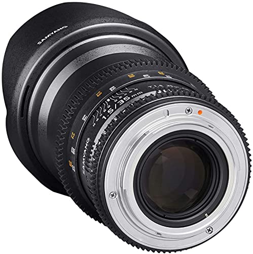 Samyang F1312901101 - Objetivo para vídeo VDSLR para Canon EF (Distancia Focal Fija 35mm, Apertura T1.5-22 AS UMC II, diámetro Filtro: 77mm), Negro