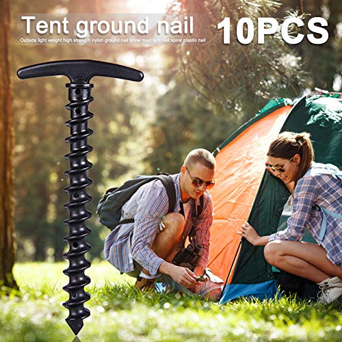 SANGSHI Piquetas para camping, 10 unidades por paquete, para exteriores, para camping, piquetas, tornillos, anclajes, estacas, accesorios para tienda de campaña