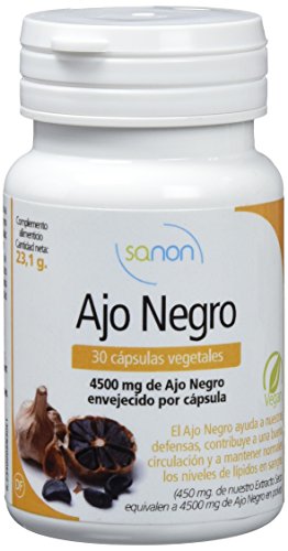 SANON Ajo Negro - 30 Cápsulas Vegetales de 515mg – Ayuda a tus Defensas y Mejora la Circulación Sanguínea – Control de los Niveles de Colesterol - Antioxidante