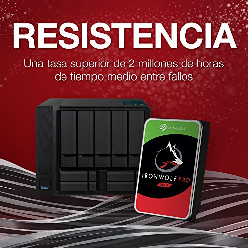 Seagate IronWolf Pro, 10 TB, Disco Duro Interna HDD NAS, CMR, 3,5 pulgadas, SATA a 6 Gb/s, 7200 RPM, caché de 256 MB, RAID, 3 años Rescue Services (ST10000NE000)