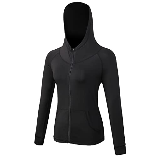 Selighting Chaqueta Deportiva de Manga Larga para Mujeres Sudadera Deporte con Capucha para Yoga,Correr,Gimnasio etc.