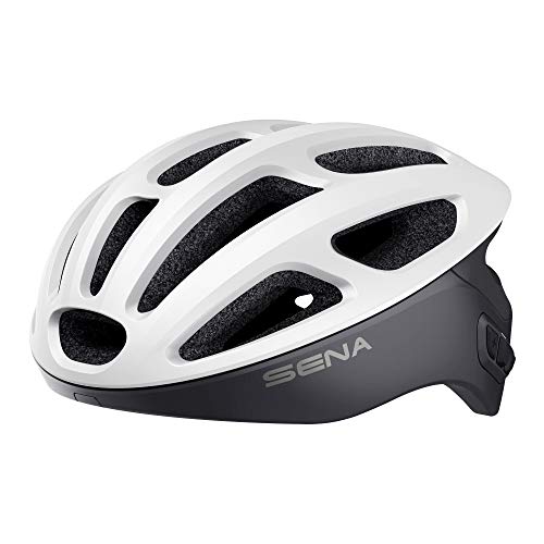 Sena R1 Smart Helmet para ciclismo (Matte White, Tallas L), Certificado CE