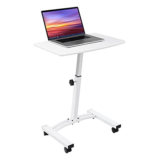 Seville Classics Mobile Laptop Computer Desk Escritorio de pie, Acero aleado, White, Height-Adjustable from 20.5" to 33"