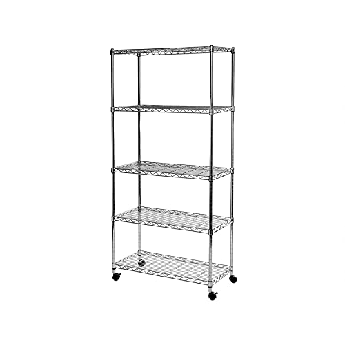 Seville Classics SHE14305ZB estantería con 5 Suelos, Metal galvanizado, 76,2 x 35,6 x 152,4 cm, Plata