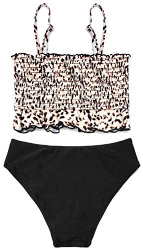 SHEKINI Niñas Bikini De 2 Piezas con Volantes Bandeau Trajes De BañO Estampado De Flores Bikini De Playa Cintura Baja Bikini Fondos Lindos Trajes De BañO