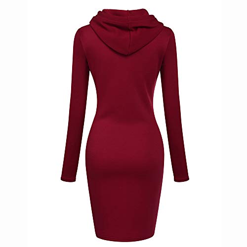 SHOBDW Mujer Liquidación Venta Sudadera con Capucha para de Color sólido Casual Fit Recta Invierno Manga Larga Tops Abrigos Chaqueta Sexy Vestidos Delgados(Rojo,2XL)