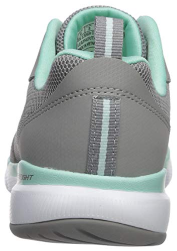 Skechers Flex Appeal 3.0-go Forward, Zapatillas para Mujer, Gris (Gray Leather/Mesh/Mint Trim Gymn), 39 EU