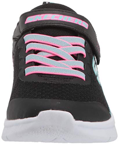 Skechers Microspec, Zapatillas Niñas, Negro (Black Mesh/Aqua & Neon Pink Trim Bkaq), 33.5 EU