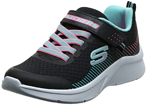 Skechers Microspec, Zapatillas Niñas, Negro (Black Mesh/Aqua & Neon Pink Trim Bkaq), 33.5 EU