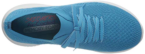 Skechers Ultra Flex-Sugar Bliss, Zapatillas Mujer, Azul (Blue Knit Mesh/Trim), 35 EU