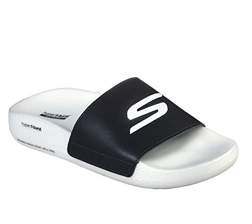 Skechers womens Hyper Slide - Post Exercise - Performance Recovery Slide Sandal​,Black/White,9 M US