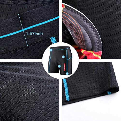 SKYSPER Calzoncillos Ropa Interior Ciclismo para Hombres Culote Pantalones Cortos Deportivos Gel 4D Acolchada para MTB Ciclismo Bicicleta al Aire Libre Transpirable Secado Rápido