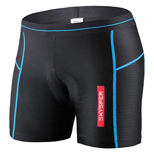 SKYSPER Calzoncillos Ropa Interior Ciclismo para Hombres Culote Pantalones Cortos Deportivos Gel 4D Acolchada para MTB Ciclismo Bicicleta al Aire Libre Transpirable Secado Rápido