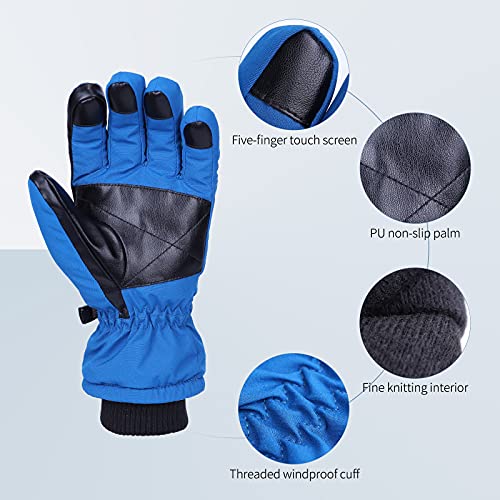 SKYSPER Guantes Moto Invierno para Hombres y Mujeres Guantes de Esquí Impermeable Pantalla Táctil Antideslizante Cálido AntiViento de Dedo Completo para Ciclismo Snowboard Nieve Motociclismo Pesca