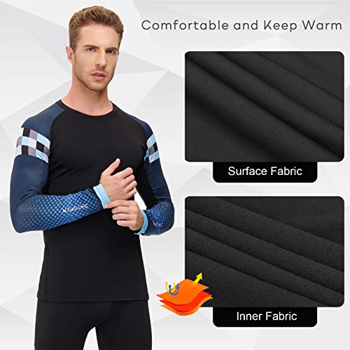 SKYSPER Ropa Interior Térmica Hombre Conjuntos Térmicos Camiseta Térmica Manga Larga Pantalones Largos de Compresión Hombre Deportes Termo Invierno Otoño para Running Esquí Montaña Ciclismo Fitness