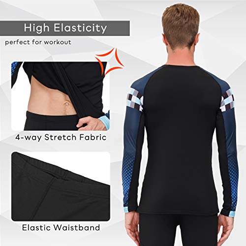 SKYSPER Ropa Interior Térmica Hombre Conjuntos Térmicos Camiseta Térmica Manga Larga Pantalones Largos de Compresión Hombre Deportes Termo Invierno Otoño para Running Esquí Montaña Ciclismo Fitness