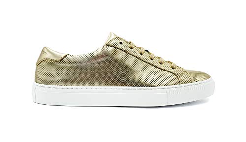 Sneekr Milano - Zapatillas italianas de primera calidad con calzador, incluye calzador, de piel auténtica, transpirables, para mujer, elegantes, fabricadas en Italia, Gold, 38 EU