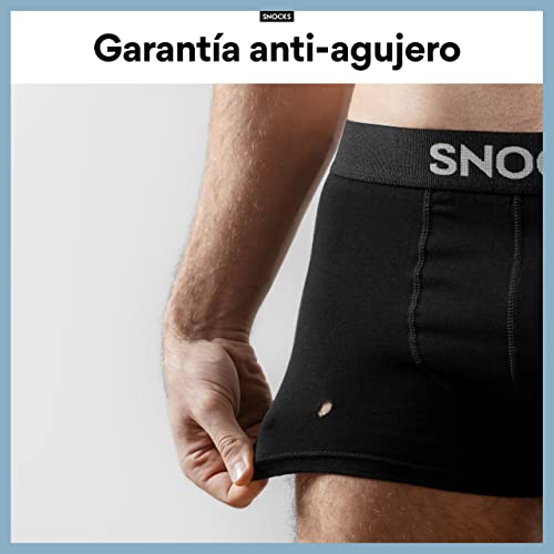 Snocks Calzoncillos Hombre Boxer Algodón Orgánico (6X) Boxer Hombre Pack Negro Tamaño M (Medium) Paquete de 6 Ropa Interior Bóxers Bóxer Ajustados